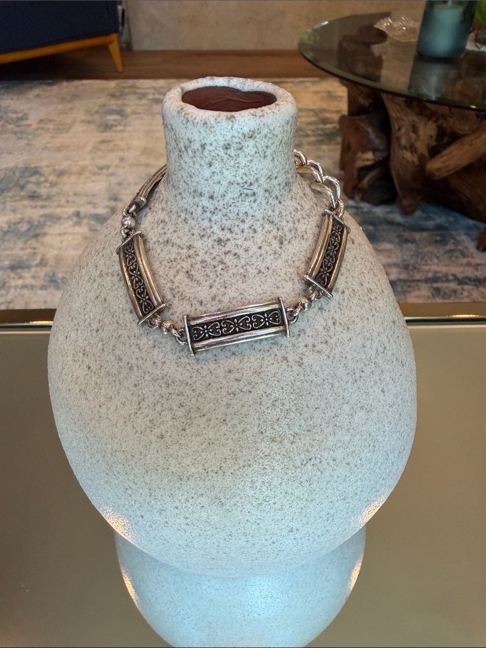 Brighton Silver-Tone Filigree Tube Link Bracelet